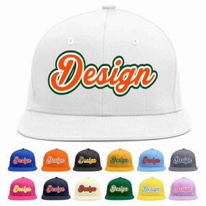 Custom White Orange-White Flat Eaves Sport Baseball Cap Design for Men/Women/Youth