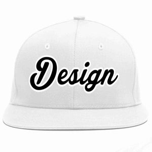 Conception personnalisée de casquette de baseball de sport à avant-toit plat blanc noir-blanc pour hommes/femmes/jeunes