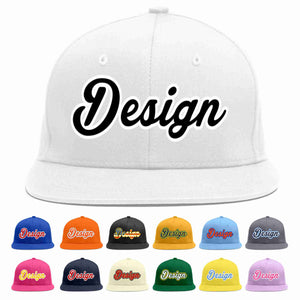 Custom White Black-White Flat Eaves Sport Baseball Cap Design for Men/Women/Youth