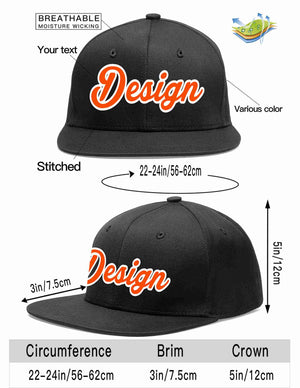 Conception personnalisée de casquette de baseball de sport à avant-toit plat noir orange-blanc pour hommes/femmes/jeunes