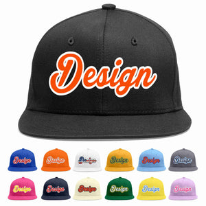 Custom Black Orange-White Flat Eaves Sport Baseball Cap Design for Men/Women/Youth