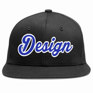 Conception personnalisée de casquette de baseball de sport à avant-toit plat noir royal-blanc pour hommes/femmes/jeunes