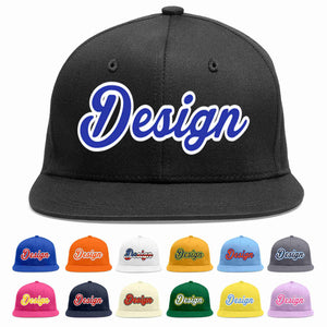 Custom Black Royal-White Flat Eaves Sport Baseball Cap Design for Men/Women/Youth