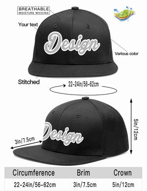 Custom Black Gray-White Flat Eaves Sport Baseball Cap Design for Men/Women/Youth