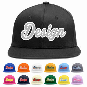 Custom Black Gray-White Flat Eaves Sport Baseball Cap Design for Men/Women/Youth