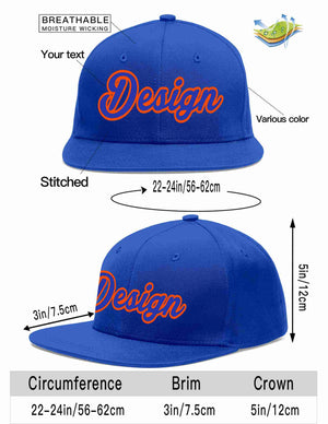 Custom Royal Royal-Orange Flat Eaves Sport Baseball Cap Design for Men/Women/Youth