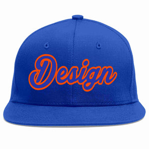 Custom Royal Royal-Orange Flat Eaves Sport Baseball Cap Design for Men/Women/Youth