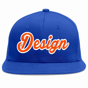 Custom Royal Orange-White Flat Eaves Sport Baseball Cap Design for Men/Women/Youth