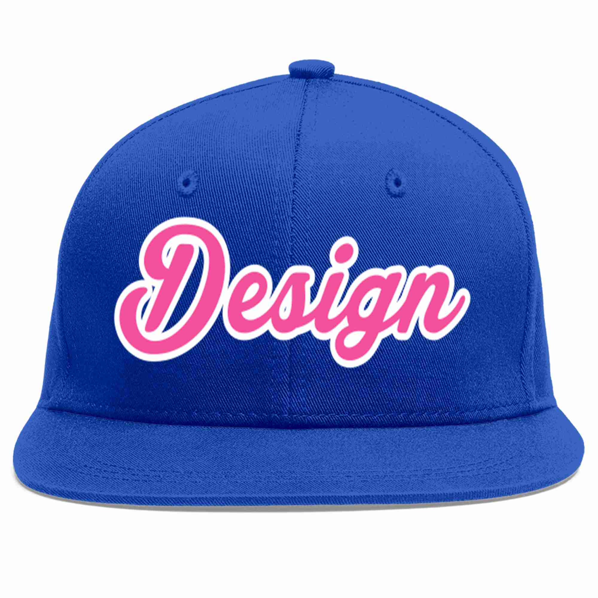 Conception personnalisée de casquette de baseball de sport à avant-toit plat rose-blanc royal pour hommes/femmes/jeunes