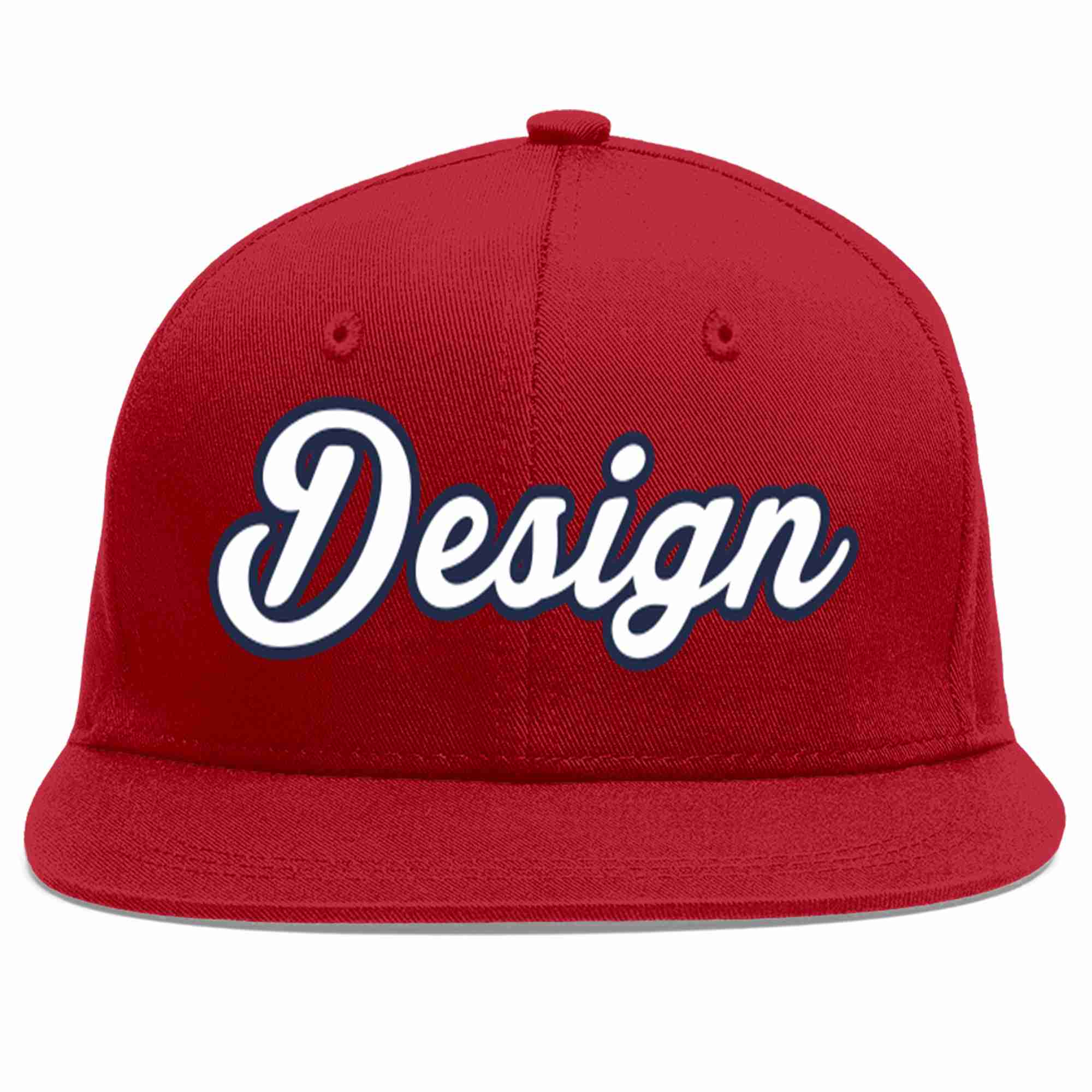 Custom Red White-Navy Flat Eaves Sport Baseball Cap Design for Men/Women/Youth