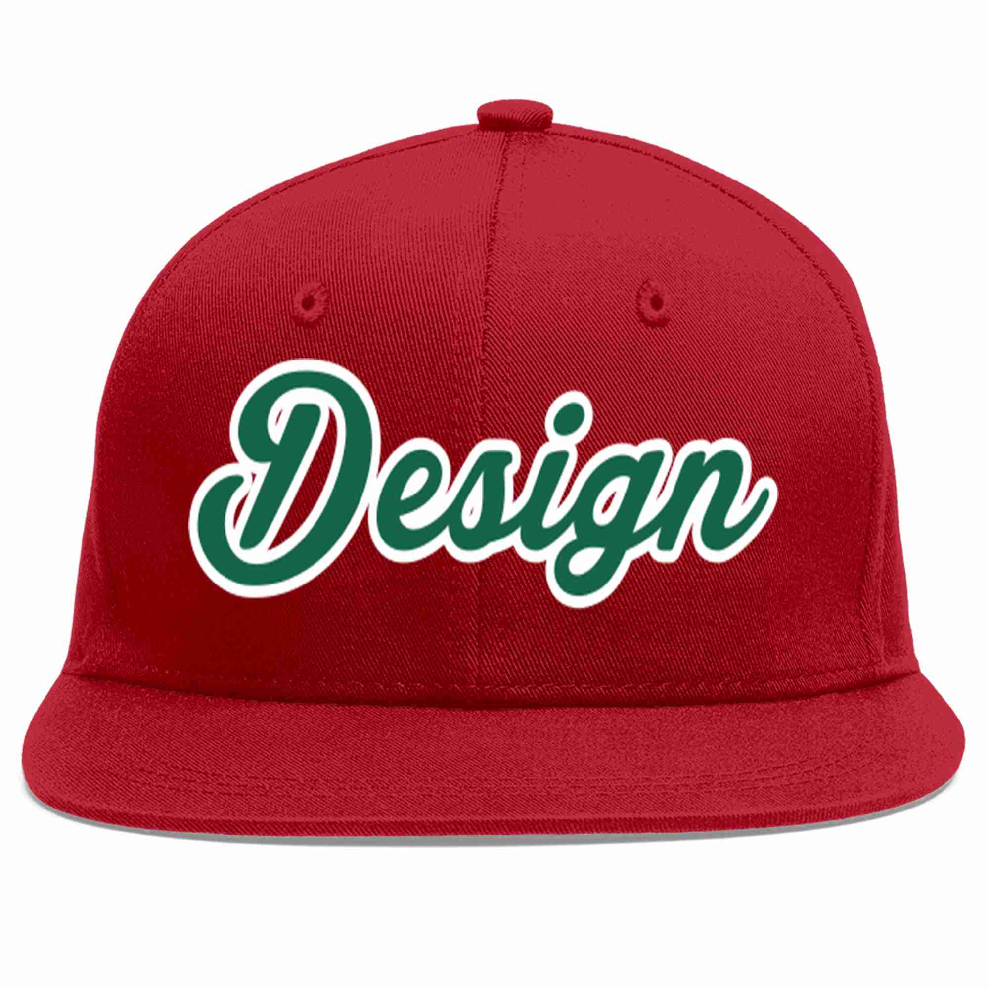 Conception personnalisée de casquette de baseball de sport à avant-toit plat rouge Kelly vert-blanc pour hommes/femmes/jeunes