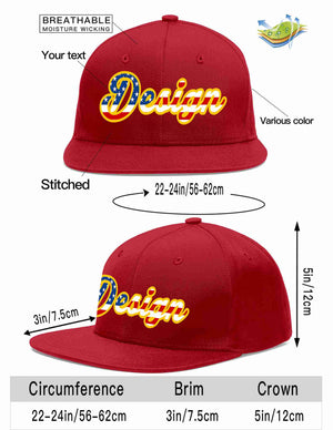 Custom Red Vintage USA Flag-Gold Flat Eaves Sport Baseball Cap Design for Men/Women/Youth