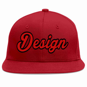 Custom Red Red-Black Flat Eaves Sport Baseball Cap Design for Men/Women/Youth