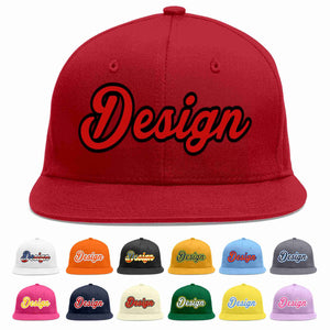 Custom Red Red-Black Flat Eaves Sport Baseball Cap Design for Men/Women/Youth