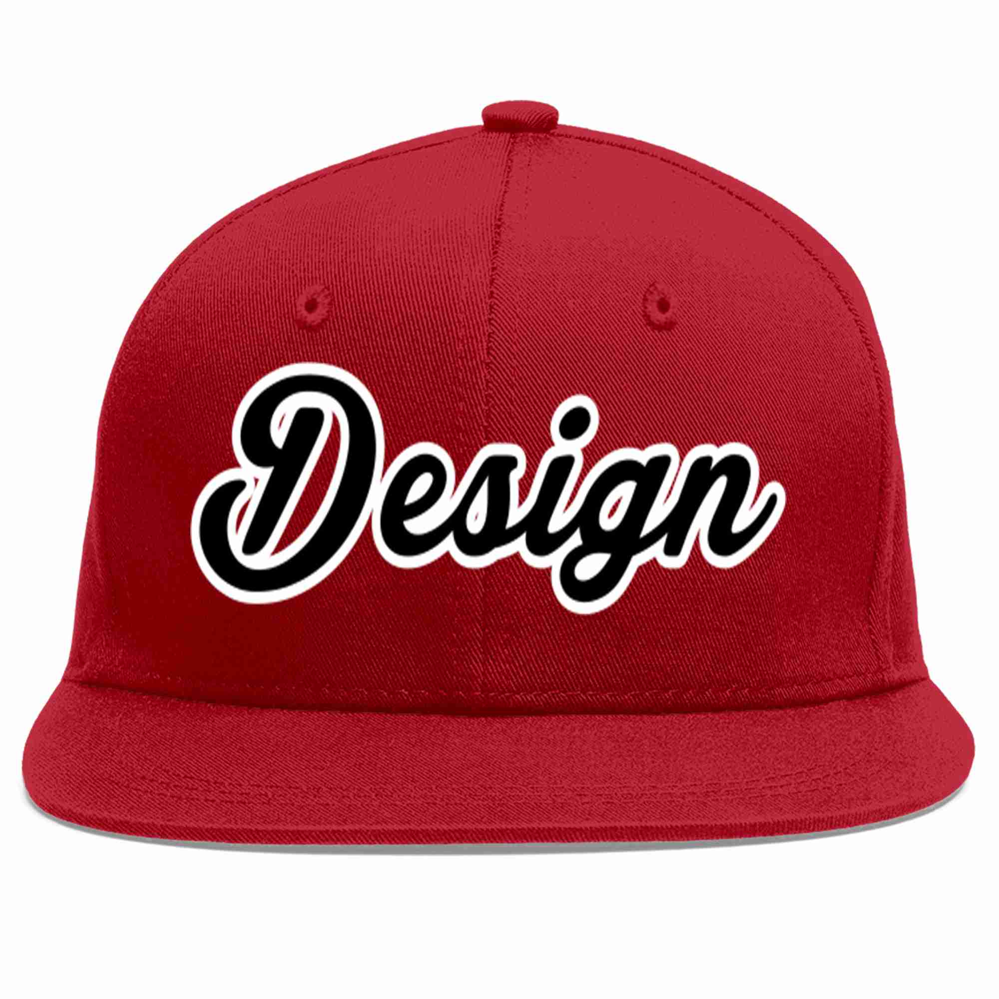 Conception personnalisée de casquette de baseball de sport à avant-toit plat rouge noir-blanc pour hommes/femmes/jeunes