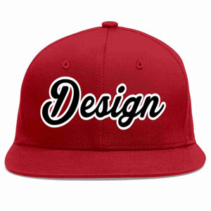 Custom Red Black-White Flat Eaves Sport Baseball Cap Design for Men/Women/Youth