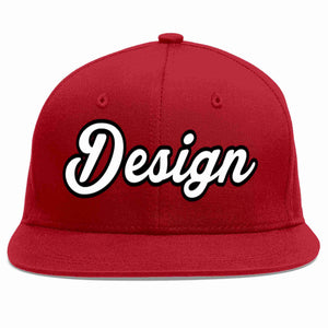 Custom Red White-Black Flat Eaves Sport Baseball Cap Design for Men/Women/Youth