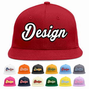 Custom Red White-Black Flat Eaves Sport Baseball Cap Design for Men/Women/Youth