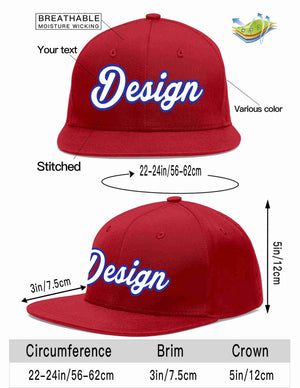 Custom Red White-Royal Flat Eaves Sport Baseball Cap Design for Men/Women/Youth