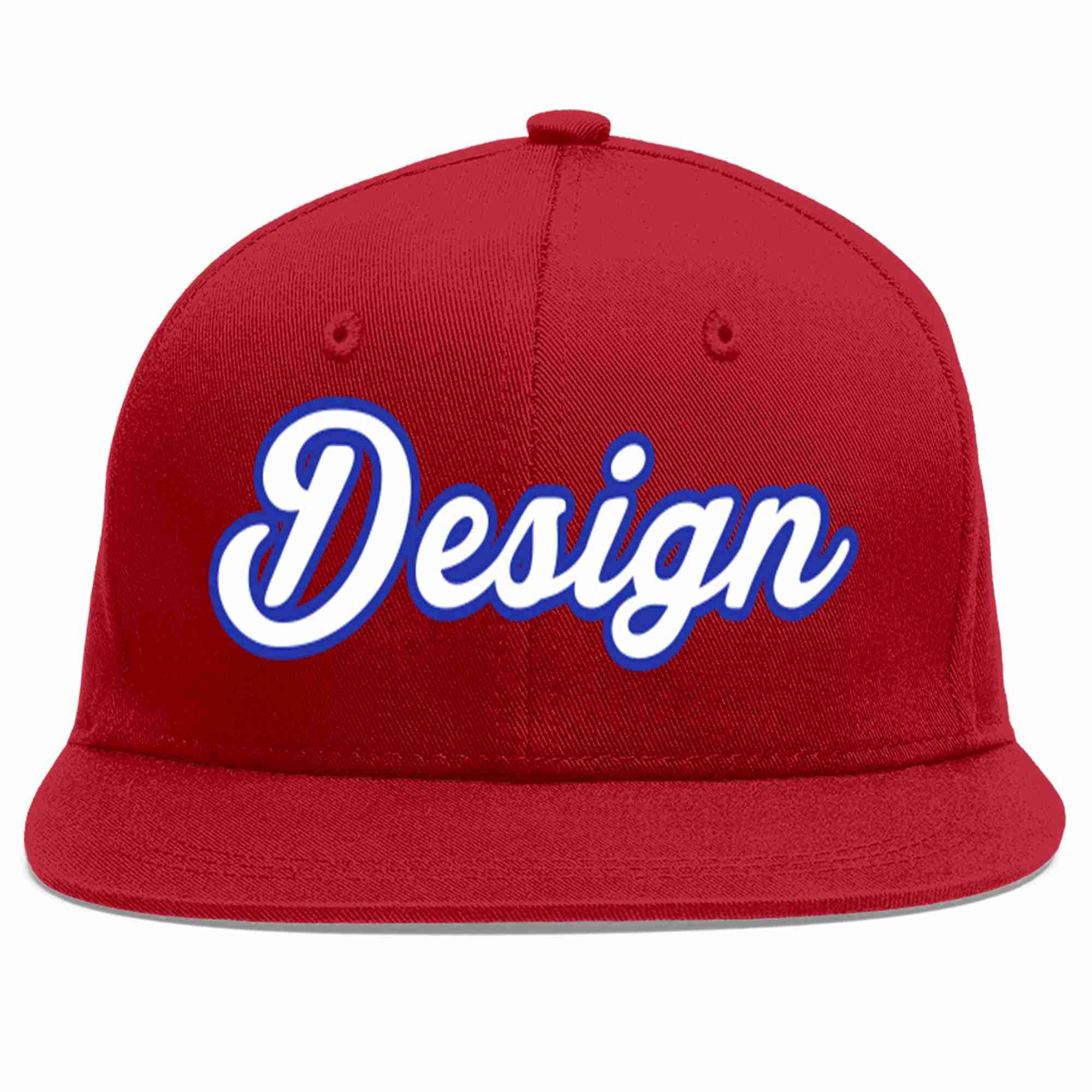 Conception personnalisée de casquette de baseball de sport à Eaves plates rouge blanc-royal pour hommes/femmes/jeunes