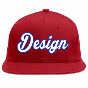 Custom Red White-Royal Flat Eaves Sport Baseball Cap Design for Men/Women/Youth