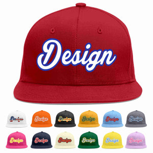 Custom Red White-Royal Flat Eaves Sport Baseball Cap Design for Men/Women/Youth