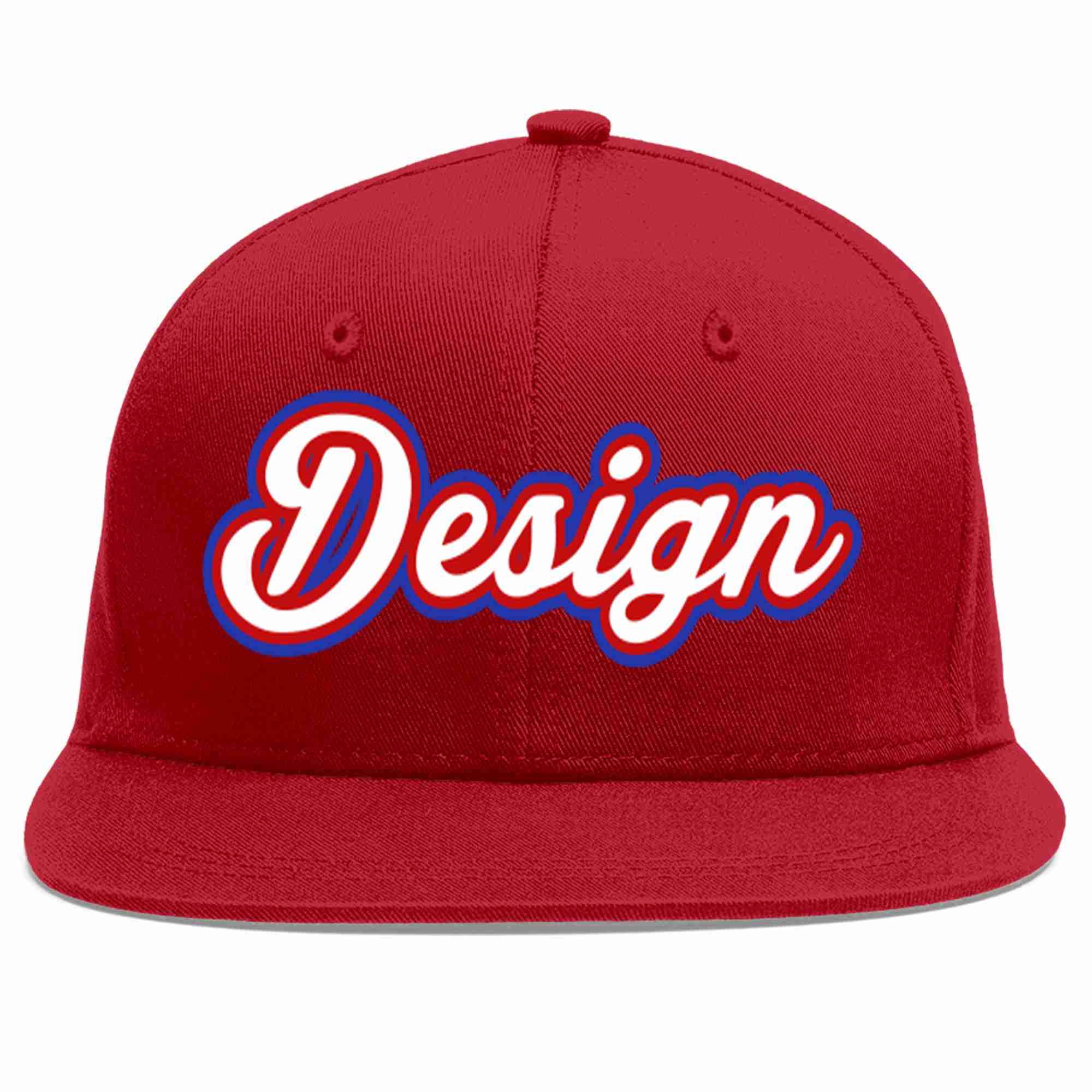 Custom Red White-Red Flat Eaves Sport Baseball Cap Design for Men/Women/Youth