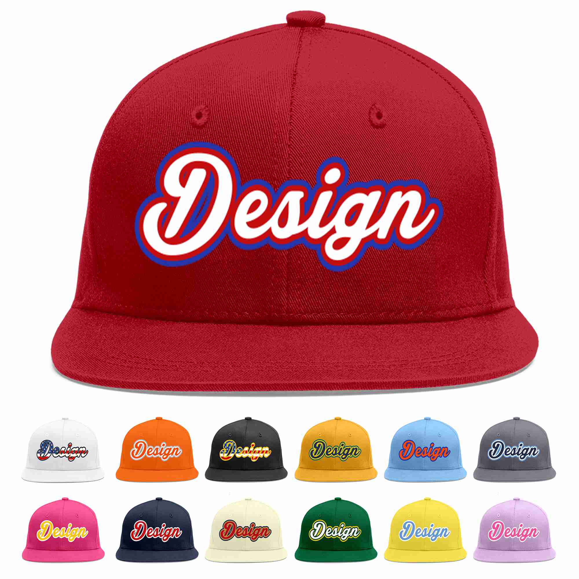 Custom Red White-Red Flat Eaves Sport Baseball Cap Design for Men/Women/Youth