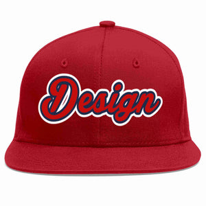 Conception personnalisée de casquette de baseball de sport à avant-toit plat rouge-marine rouge pour hommes/femmes/jeunes