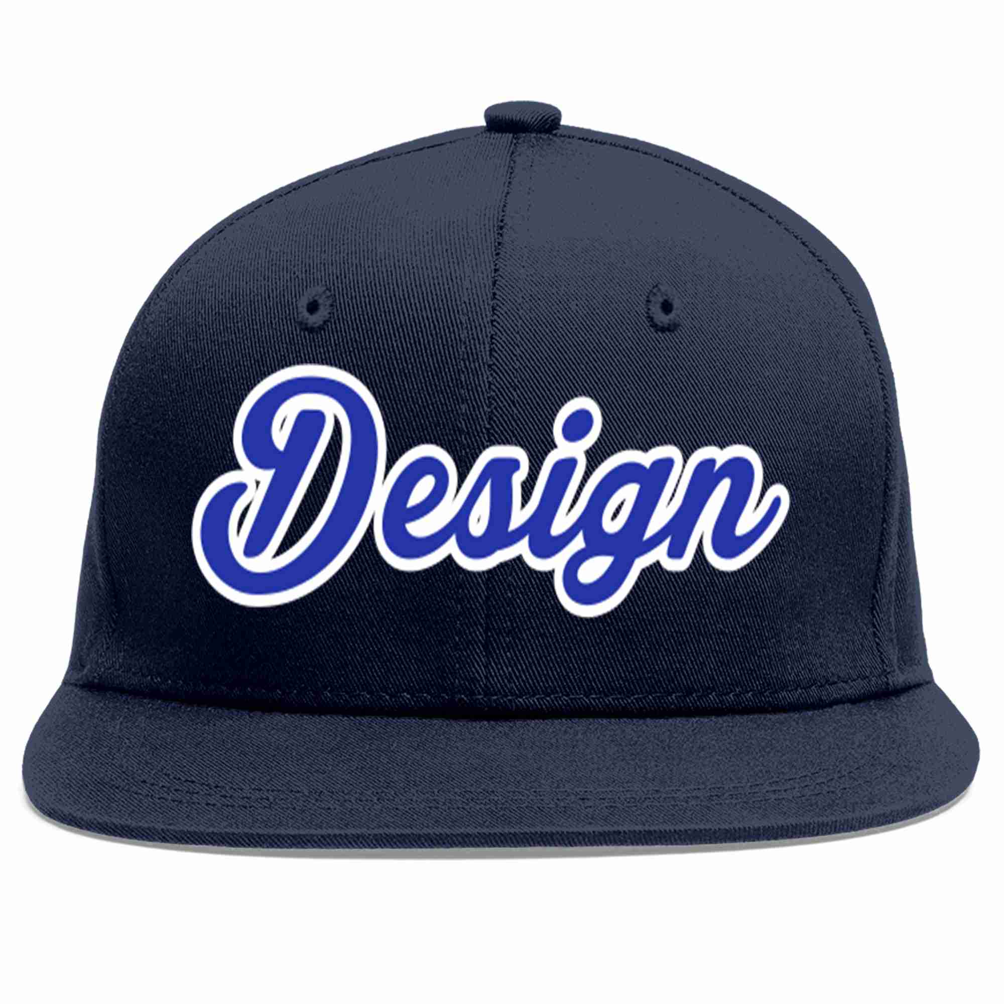 Conception personnalisée de casquette de baseball de sport à avant-toit plat bleu royal-blanc pour hommes/femmes/jeunes