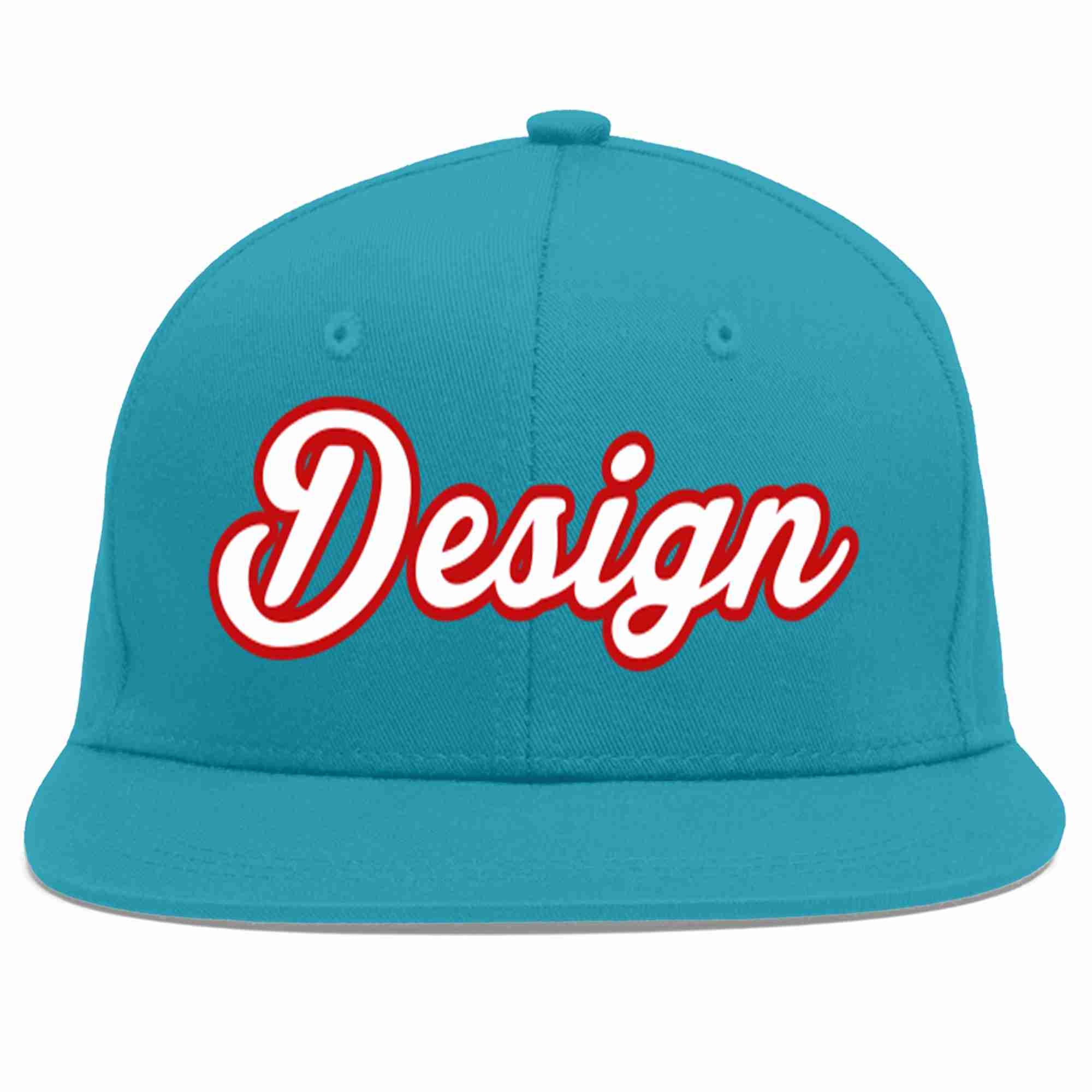 Conception personnalisée de casquette de baseball de sport à avant-toit plat blanc-rouge Aqua pour hommes/femmes/jeunes