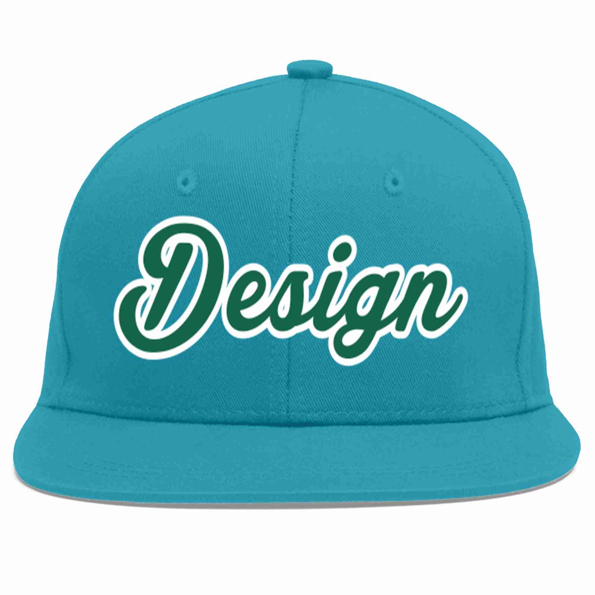 Casquette de baseball personnalisée Aqua Kelly vert-blanc avec avant-toit plat pour hommes/femmes/jeunes