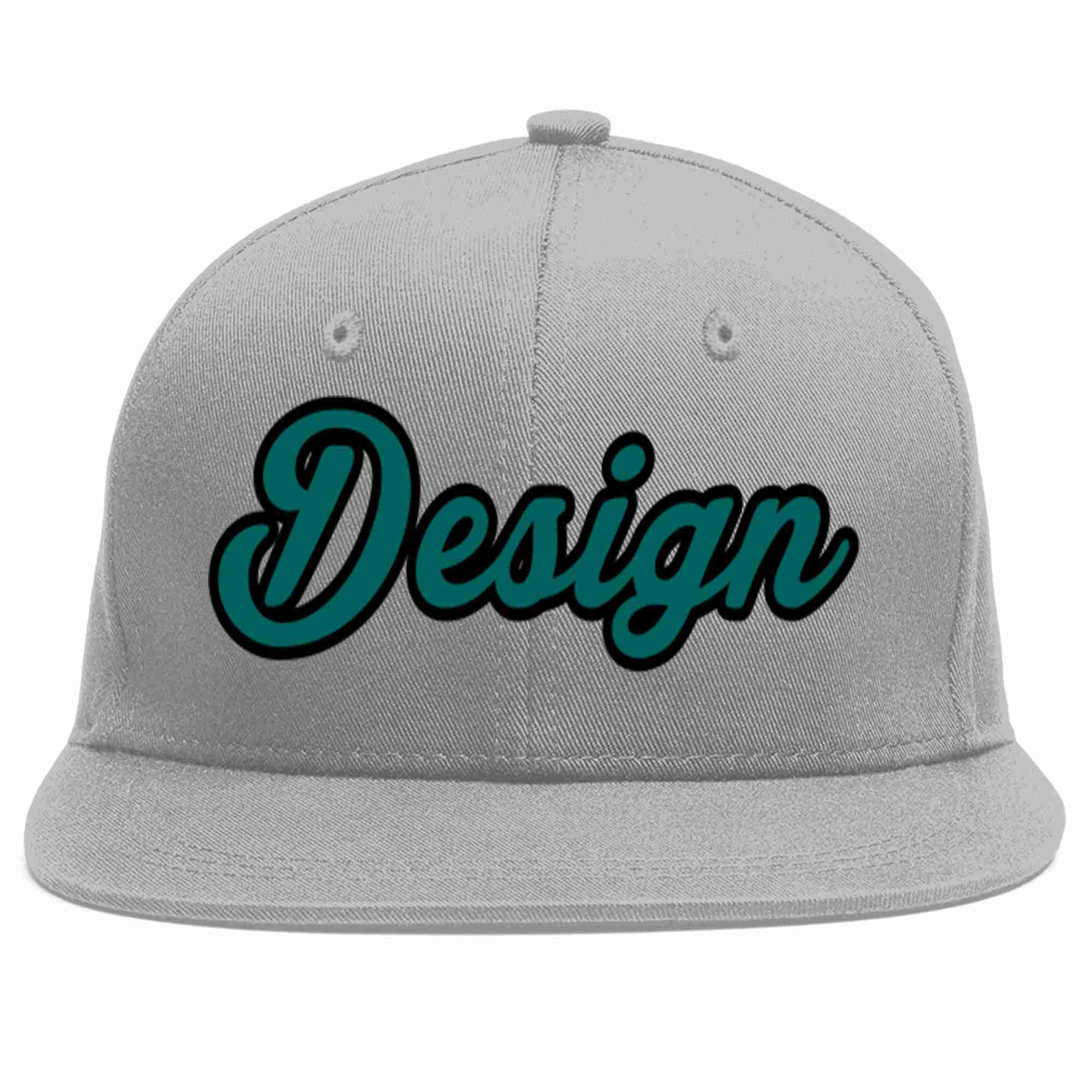 Conception personnalisée de casquette de baseball de sport à Eaves plates gris aqua-noir pour hommes/femmes/jeunes