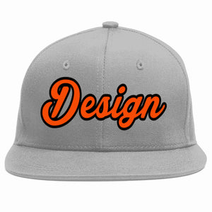 Conception personnalisée de casquette de baseball de sport à avant-toit plat gris orange-noir pour hommes/femmes/jeunes