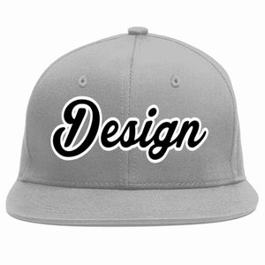 Conception personnalisée de casquette de baseball de sport à avant-toit plat gris noir-blanc pour hommes/femmes/jeunes