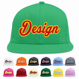 Custom Teal Red-Yellow Flat Eaves Sport Baseball Cap