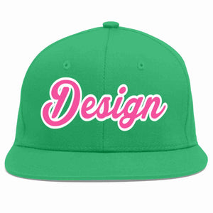 Custom Teal Pink-White Flat Eaves Sport Baseball Cap