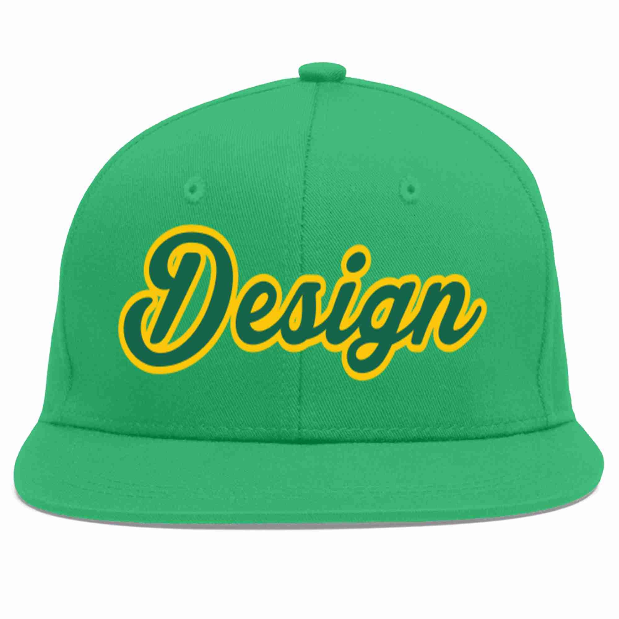 Custom Teal Kelly Green-Gold Flat Eaves Sport Baseball Cap