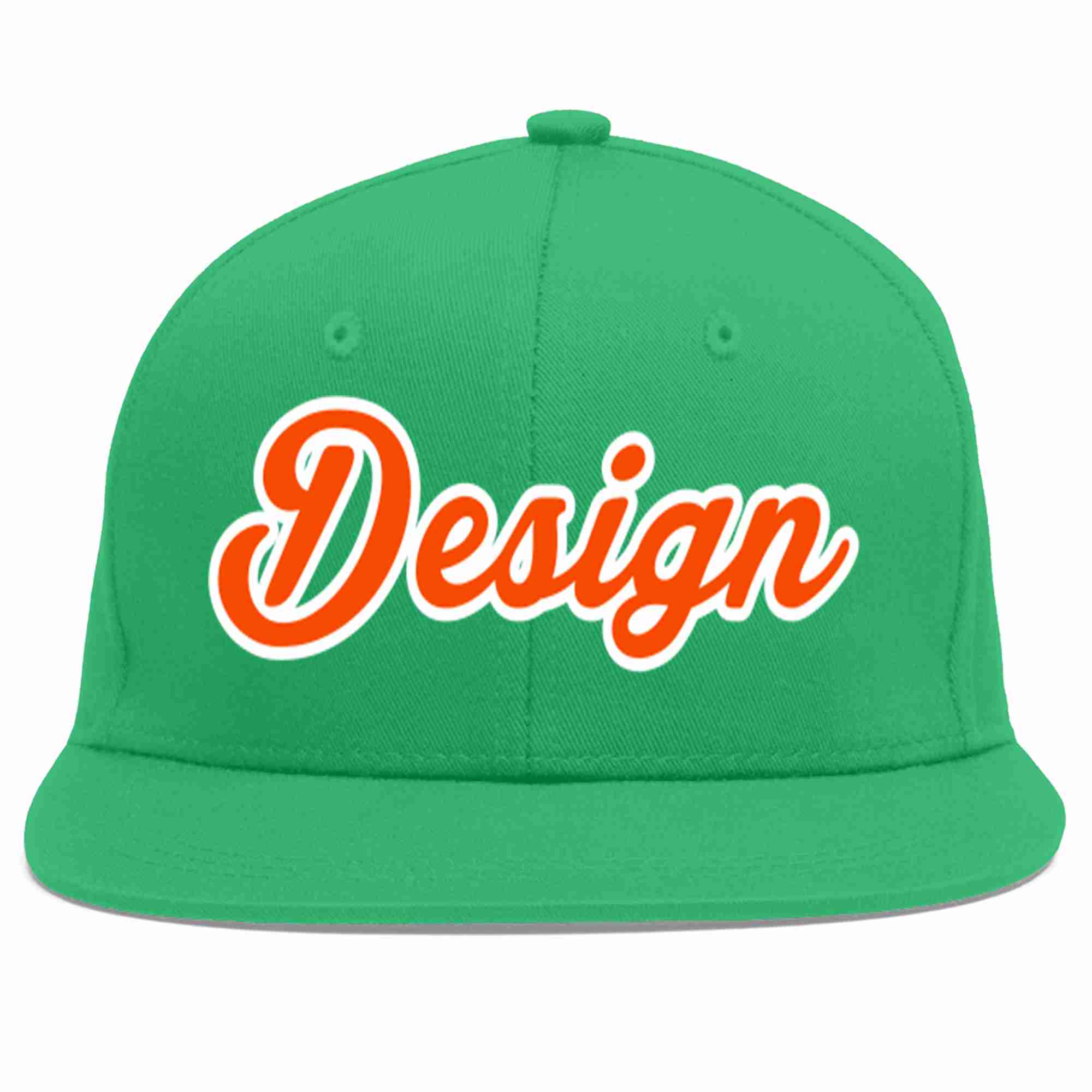 Custom Teal Orange-White Flat Eaves Sport Baseball Cap