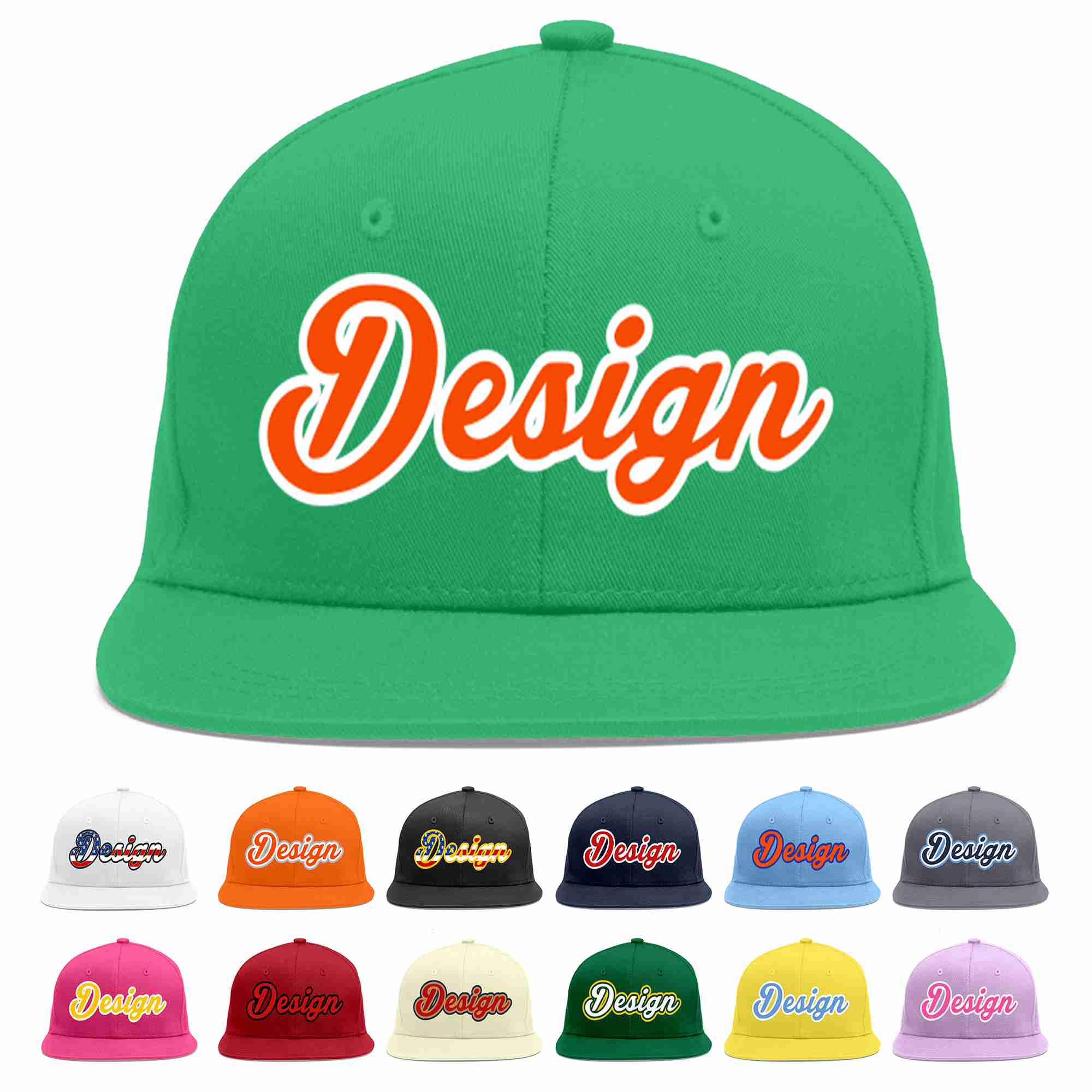 Custom Teal Orange-White Flat Eaves Sport Baseball Cap