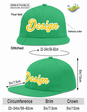 Custom Teal Gold-White Flat Eaves Sport Baseball Cap