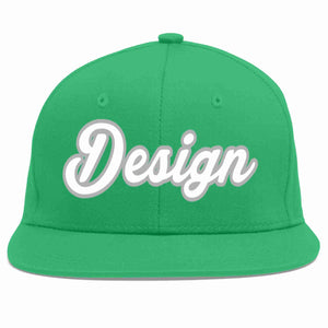 Custom Teal White-Gray Flat Eaves Sport Baseball Cap