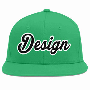 Custom Teal Black-White Flat Eaves Sport Baseball Cap