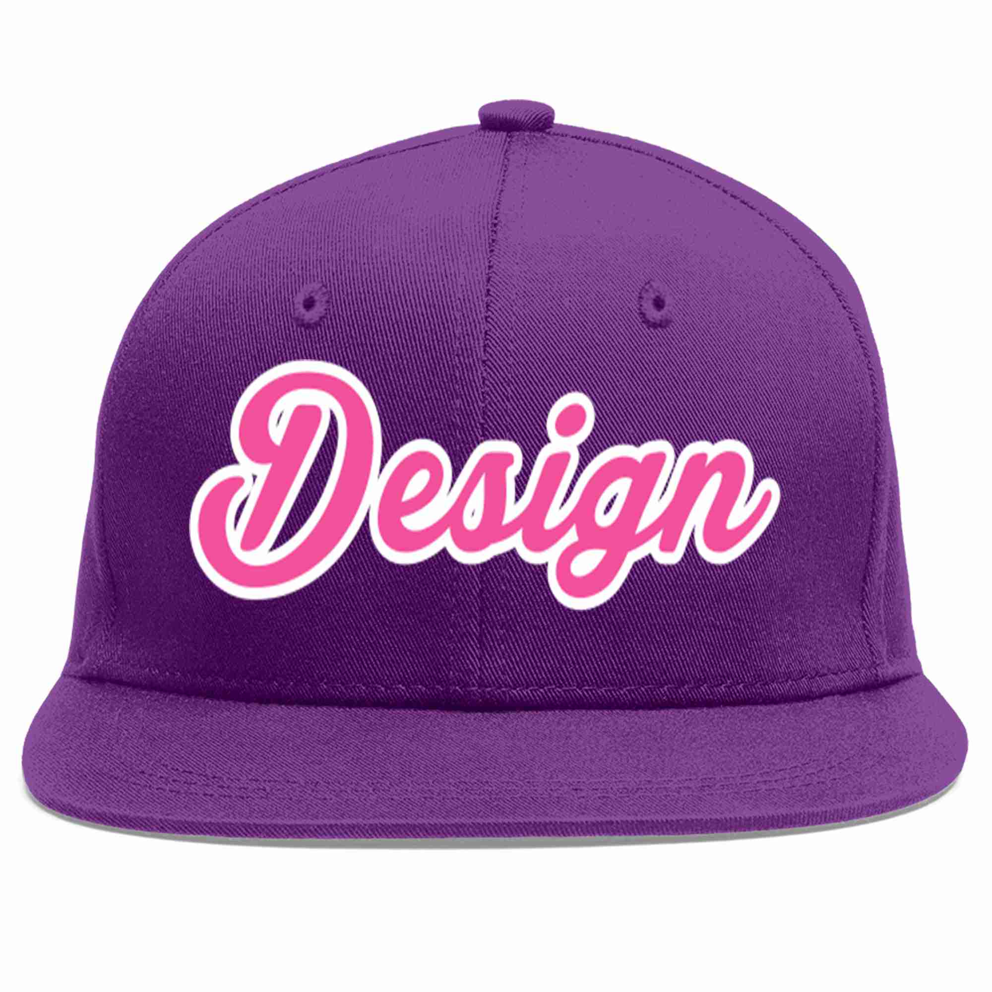 Conception personnalisée de casquette de baseball de sport à avant-toit plat violet rose-blanc pour hommes/femmes/jeunes