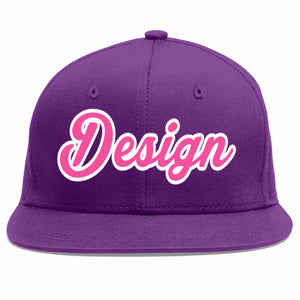 Custom Purple Pink-White Flat Eaves Sport Baseball Cap Design for Men/Women/Youth