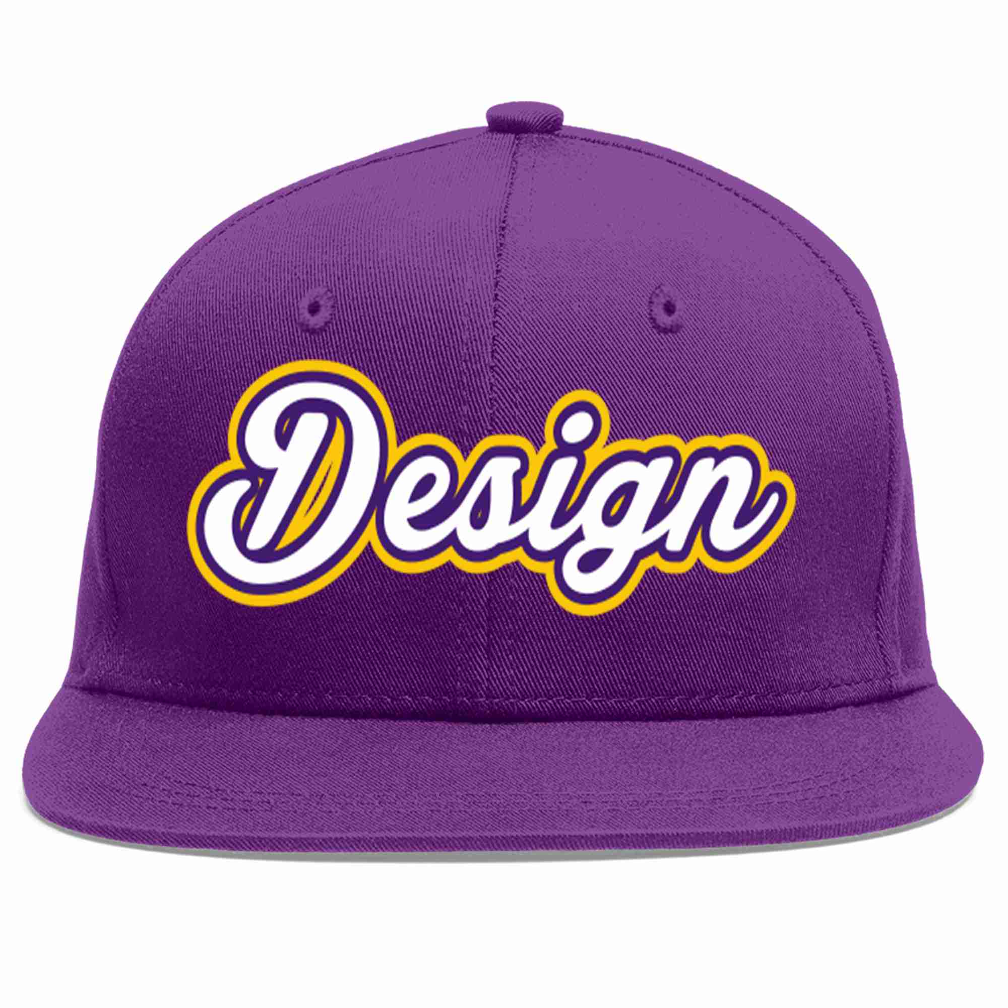 Conception personnalisée de casquette de baseball de sport à avant-toit plat violet blanc-violet pour hommes/femmes/jeunes