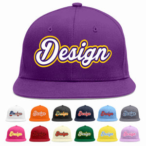 Custom Purple White-purple Flat Eaves Sport Baseball Cap Design for Men/Women/Youth