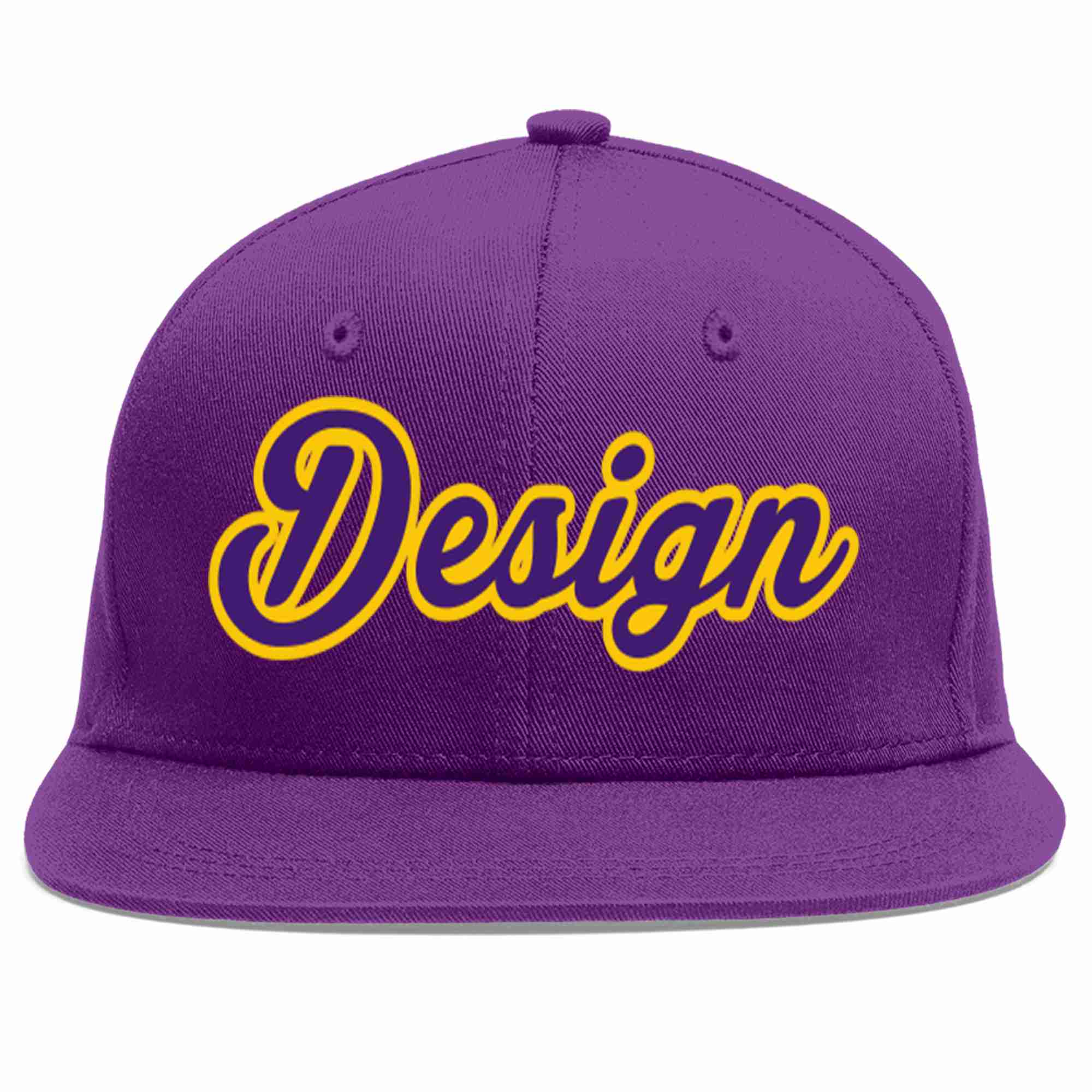 Conception personnalisée de casquette de baseball de sport à avant-toit plat violet violet-or pour hommes/femmes/jeunes