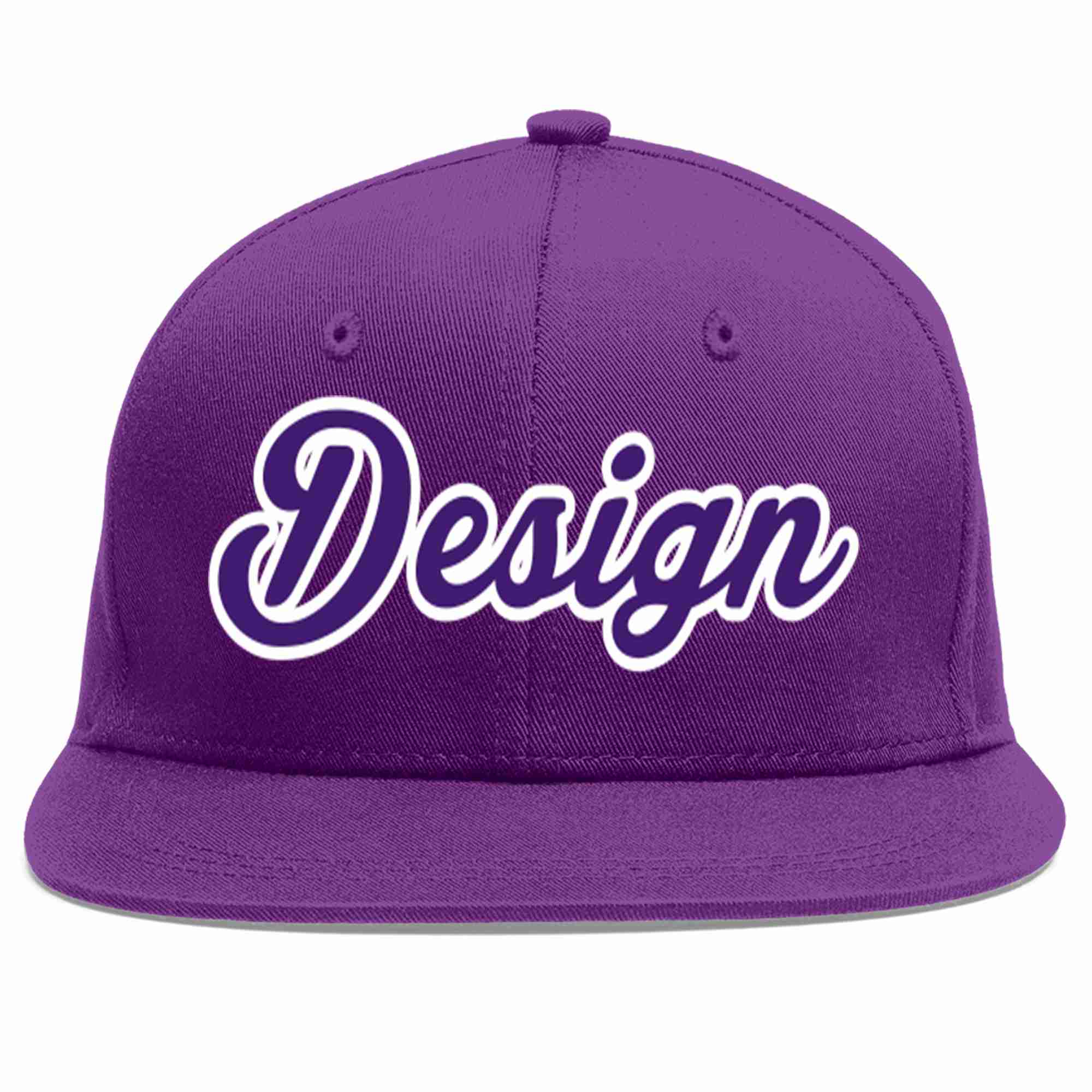 Conception personnalisée de casquette de baseball de sport à avant-toit plat violet violet-blanc pour hommes/femmes/jeunes