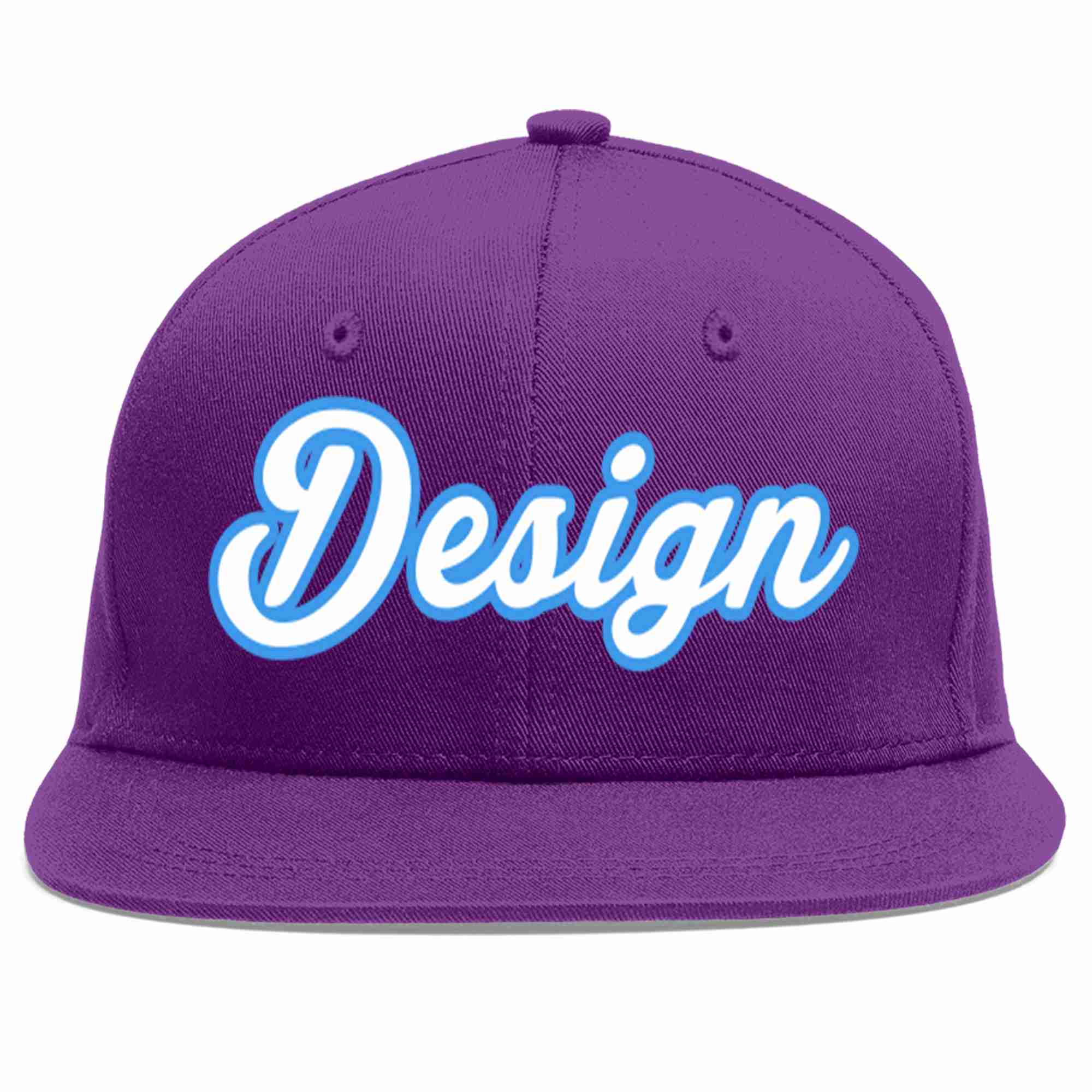 Conception personnalisée de casquette de baseball de sport à avant-toit plat violet blanc-bleu poudré pour hommes/femmes/jeunes